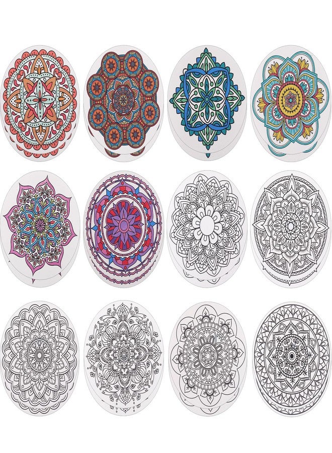 Zhanmai 48 Pack Velvet Coloring Posters Mandala Fuzzy Felt Coloring Pages Mandala Works Adult Color Your Own Poster Bulk for Holiday Gifts Party Activities - Image 1